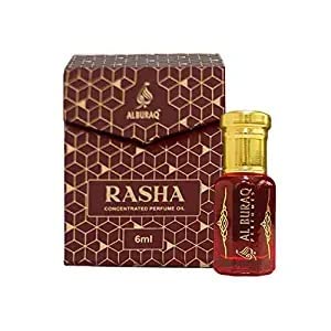 Premium Al Buraq RASHA 6ml Amber Attar Perfume Oil - Alcohol-Free Roll-On Concentrated Fragrance for Men & Women - 24+ Hours Long Lasting - Luxury Gift Set for Weddings, Date Nights & Special Occasions
