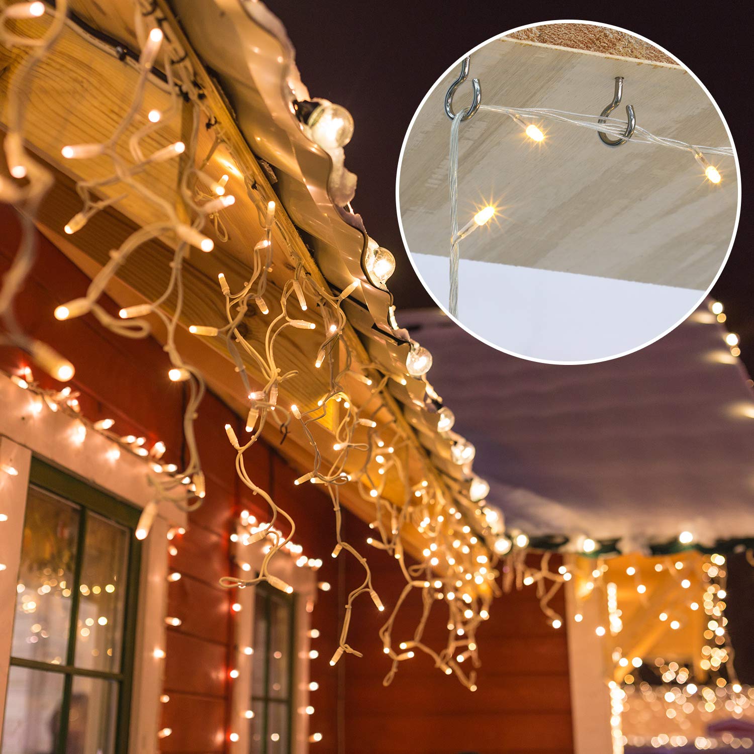 Mudder Christmas Light Hooks - 30 Pack Silver Screw Hooks for Outdoor String Lights, Fairy Lights, Ceiling & Garage Decor - Perfect for Christmas, New Year Party & Home Decoration