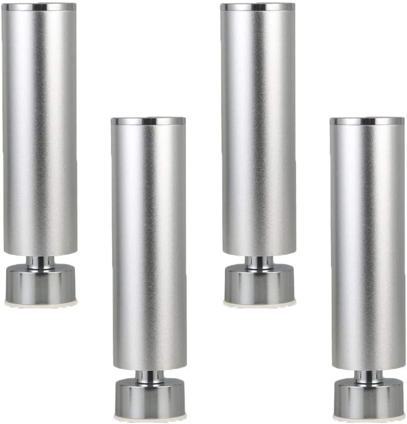 Adjustable Metal Furniture Legs - 4pcs Aluminum Alloy Round Replacement Feet for Sofa, Couch, Desk, Bed & Cabinets (20cm Height) - Perfect for Home Office, Living Room & Bedroom Furniture Upgrade