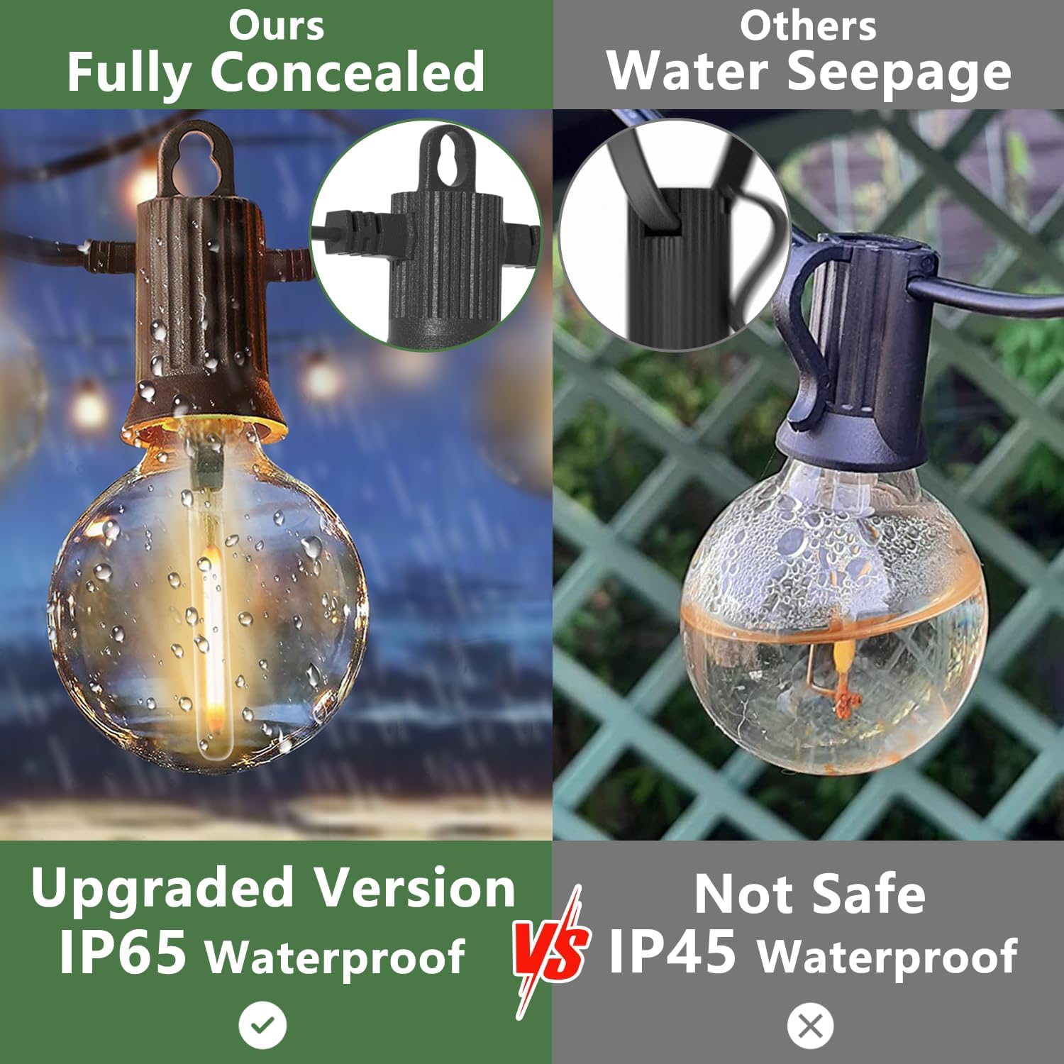 ZOTOYI 200FT Outdoor String Lights Waterproof IP65, 104 Shatterproof G40 LED Bulbs (4 Spare), Dimmable Patio Lights for Backyard, Porch, Cafe - Perfect for Wedding, Party, Garden & Outdoor Decor (2-Pack 100FT)