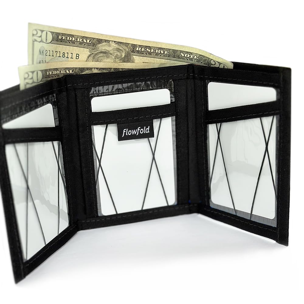 Flowfold Recycled Sailcloth Trifold Minimalist Wallet for Men & Women - Ultra Slim RFID Blocking Bifold Wallet Made in USA | Perfect for Travel, Everyday Carry & Minimalist Lifestyle