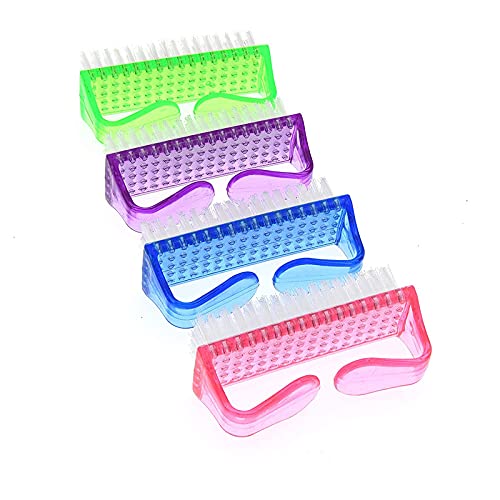 FAMEZA 4-Piece Handle Grip Nail Brush Set - Professional Nail Cleaner for Fingers & Toes, Under Nail Scrubber for Men & Women - Multicolor - Perfect for Home, Salon, Travel & Pedicure Care