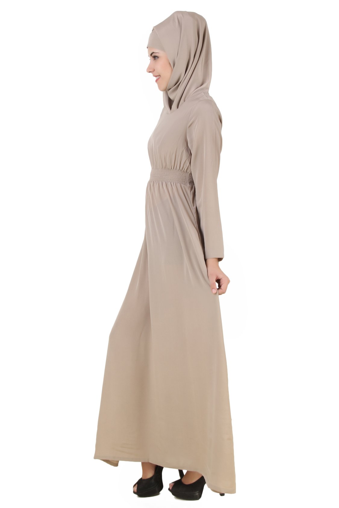 Aazeen Warm Grey Nida Abaya - Modest Islamic Prayer Dress for Women | Perfect for Prayer, Mosque & Special Occasions