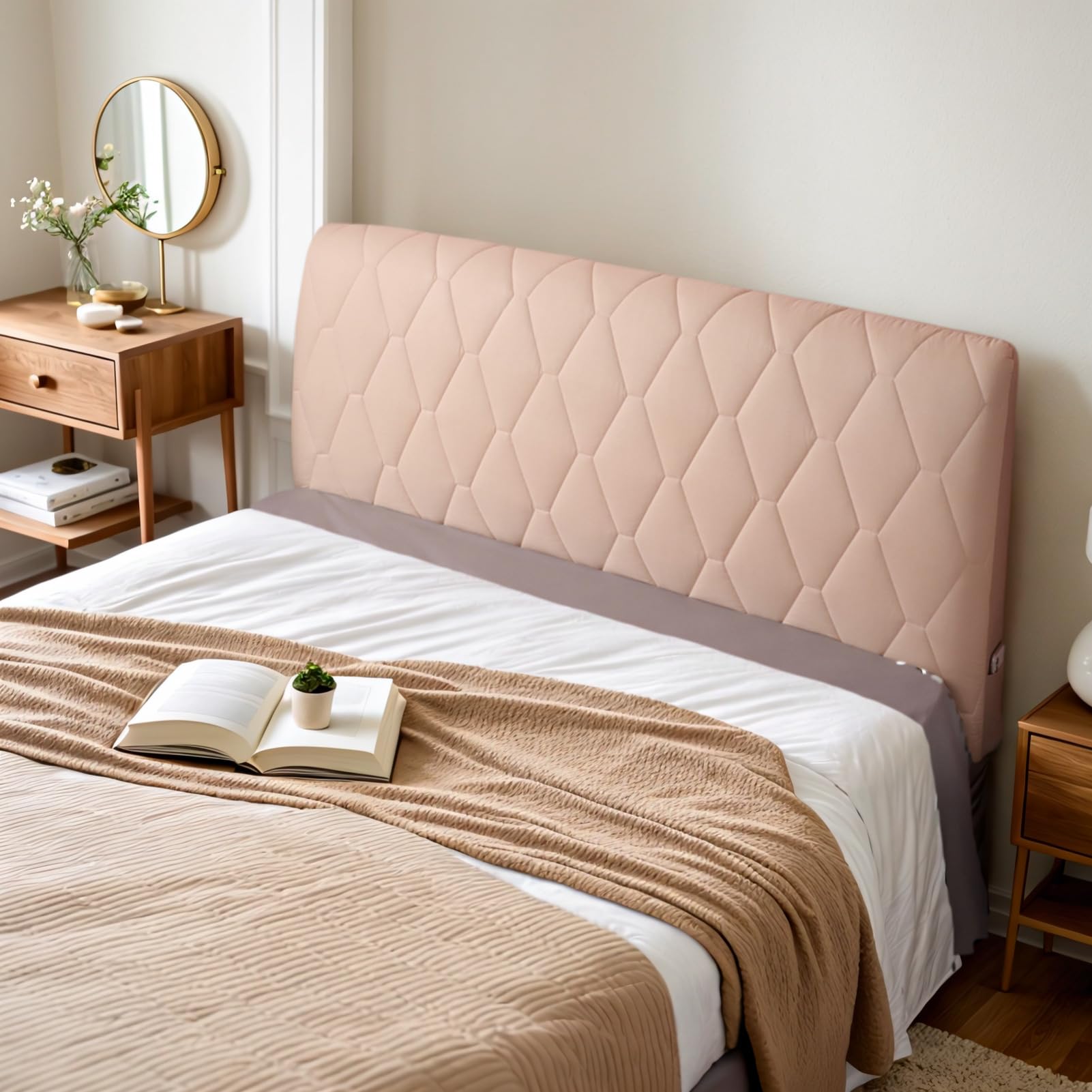 Velvet Headboard Cover Full Size - Thick Elastic Washable Slipcover for Twin, King & Queen Beds - Easy to Clean Bedroom Decor (39in/100cm) - Perfect for Home Staging, Guest Rooms & Cozy Bedroom Makeovers