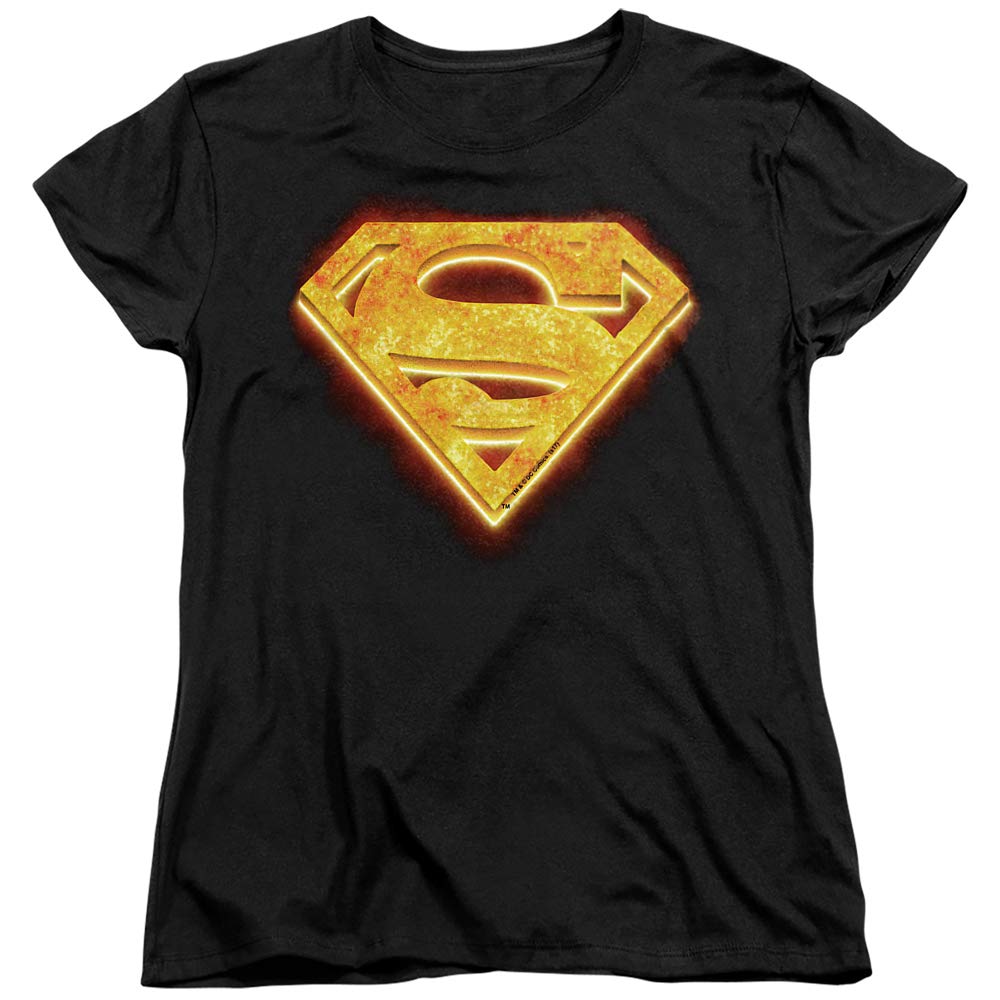 Superman Hot Steel Shield Graphic Women's T-Shirt | Cool Superhero Tee for Fans & Cosplay | Perfect for Casual Wear, Gifts & Comic Conventions