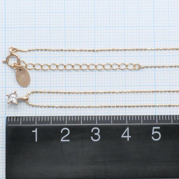4℃ K10PG White Topaz Pink Gold Necklace - Elegant Jewelry for Women, Perfect for Weddings, Anniversaries & Special Occasions