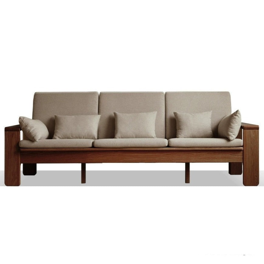 Modern Nordic Fabric Sofa - Solid Oak Wood Frame - Stylish & Durable Living Room Furniture for Small Spaces & Apartments