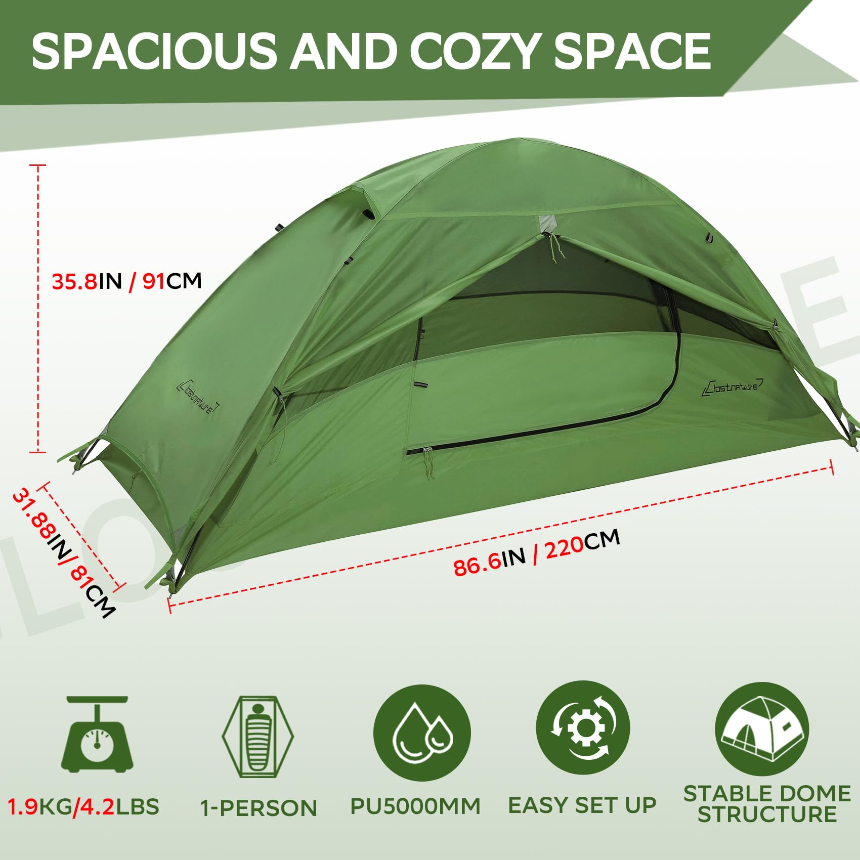 Clostnature Crux Lightweight Backpacking Tent - 1/2/3/4 Person Ultralight Waterproof Camping Tent for Hiking, Mountaineering & Outdoor Adventures | Easy Setup for Family Camping, Solo Travel & Backpacking Trips