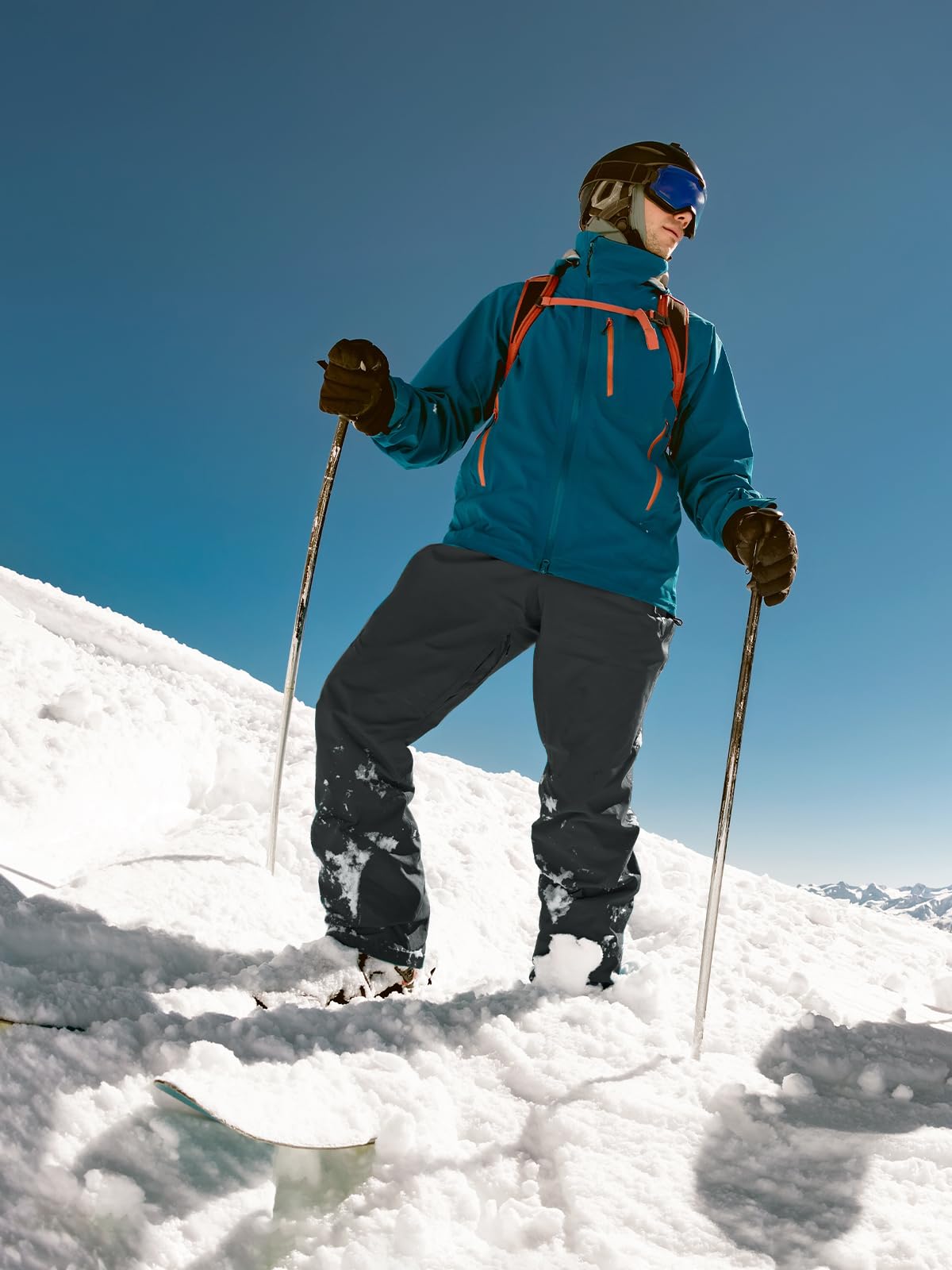 FREE SOLDIER Men's Waterproof Insulated Snow Bibs - Windproof Softshell Ski Pants for Winter Sports, Snowboarding & Cold Weather Outdoor Activities