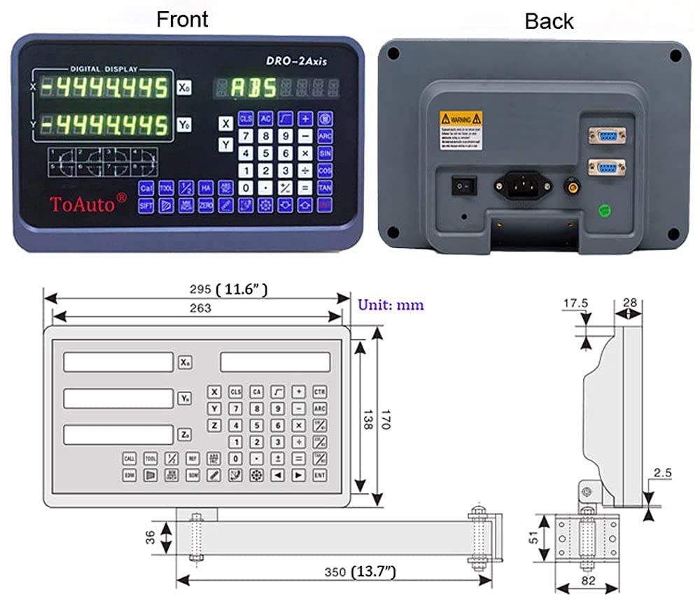 TOAUTO 2 Axis 500mm & 650mm Linear Scale Digital Readout DRO Kit for Milling & Lathe Machines - Precision Measurement for Metalworking & CNC Machining
