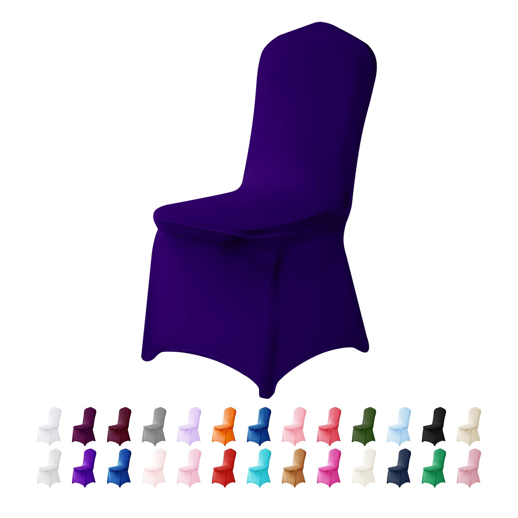25PCS Stretchable Spandex Chair Covers - Washable Removable Elastic Dining Chair Protectors for Living Room, Party, Banquet, Wedding & Hotel Events (Purple) - Perfect for Home Decor & Event Styling