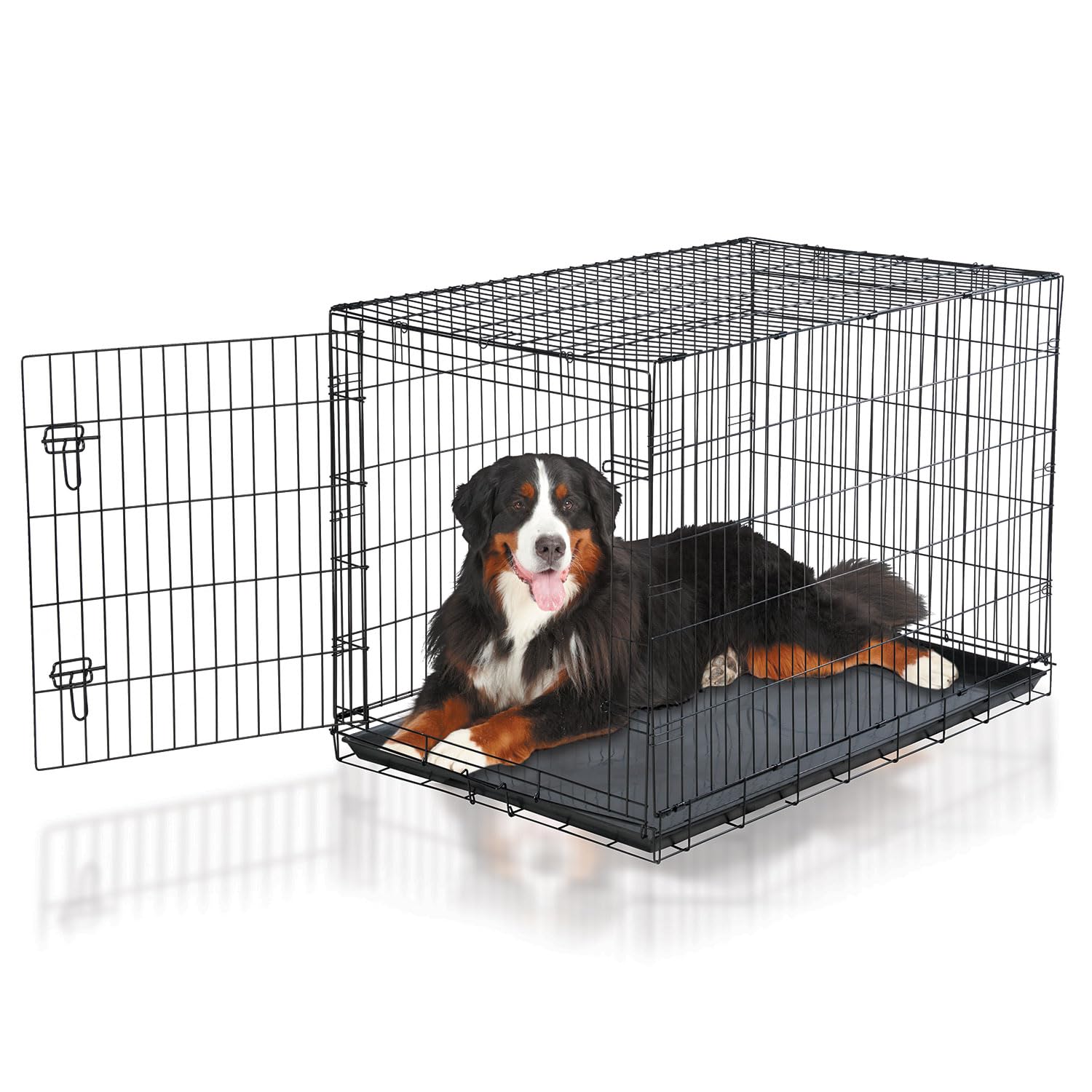 Proselect Easy Dog Crates for Large Dogs - Extra Large Pet Crate with Durable Metal Frame & Removable Tray | Perfect for Travel, Training & Home Use - Black