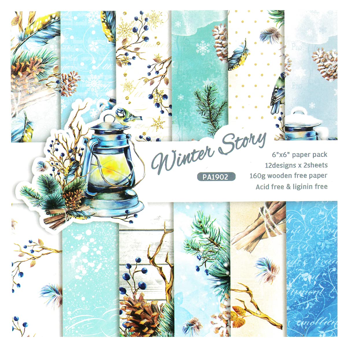 Allydrew 6x6 Inch Winter Themed Single-Sided Scrapbook Paper for Arts & Crafts, Scrapbooking, Card Making - Perfect for DIY Projects, Holiday Cards, and Seasonal Decorations