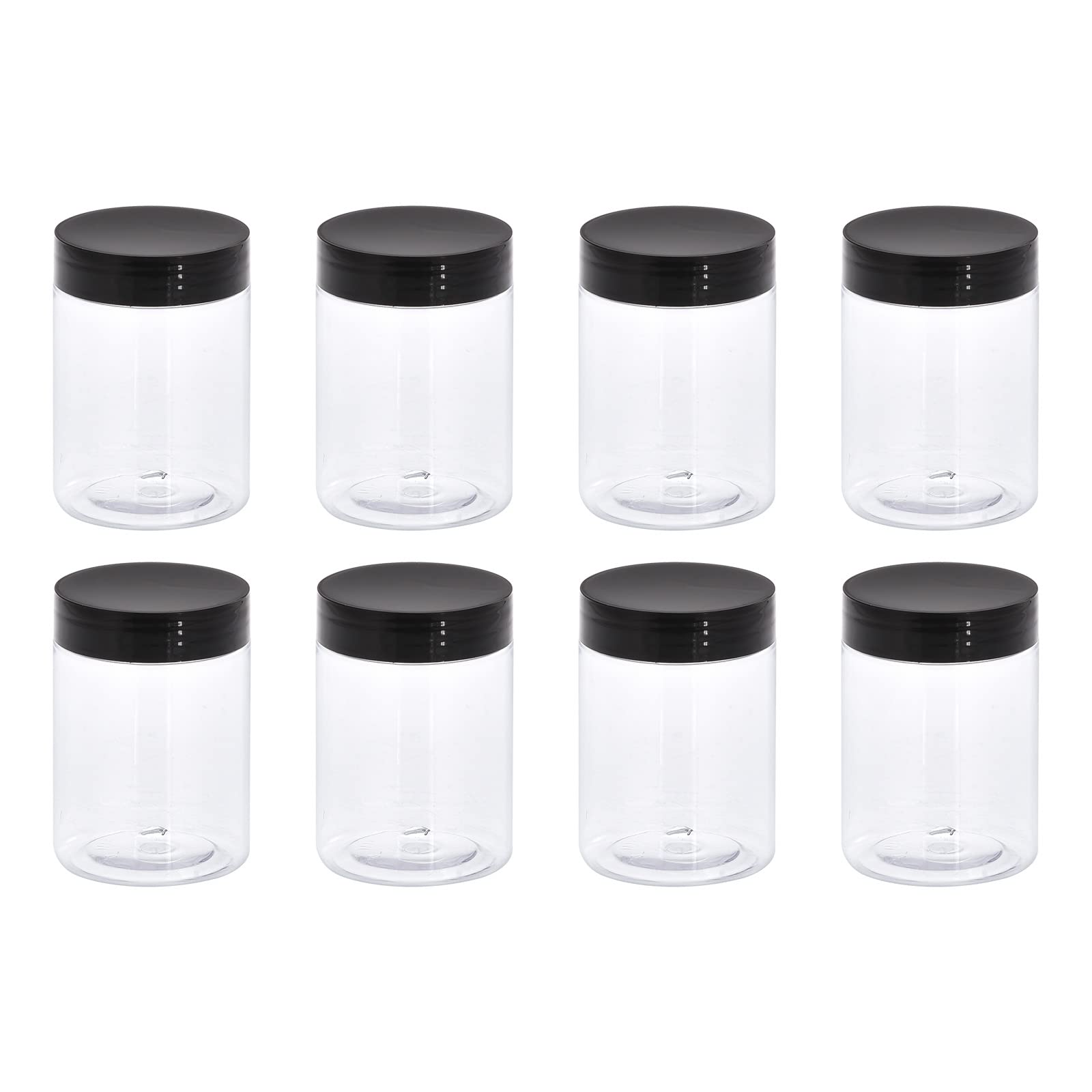 10Pcs 10oz/300ml Clear Round Plastic Jars with Black Screw Top Lids - Wide Mouth Empty Containers for Food Storage, Crafts, Spice Organization & Home Pantry Organization | Perfect for DIY Projects, Kitchen Storage & Bathroom Organizing