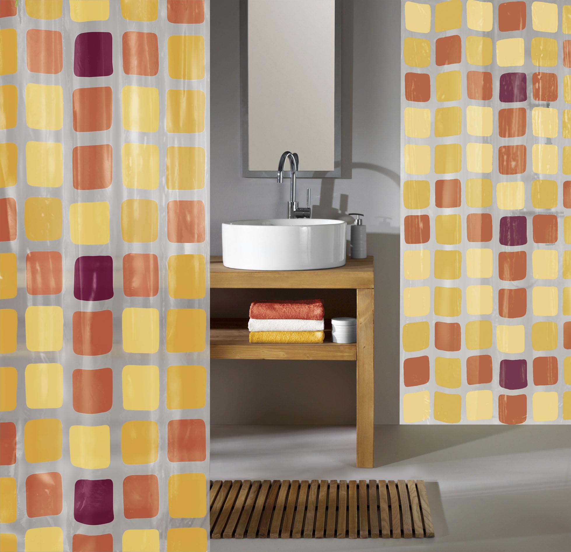 Sonny Shower Curtain - Waterproof Bathroom Decor with Fun Geometric Pattern - Perfect for Kids' Rooms, Guest Bathrooms & Modern Home Decor