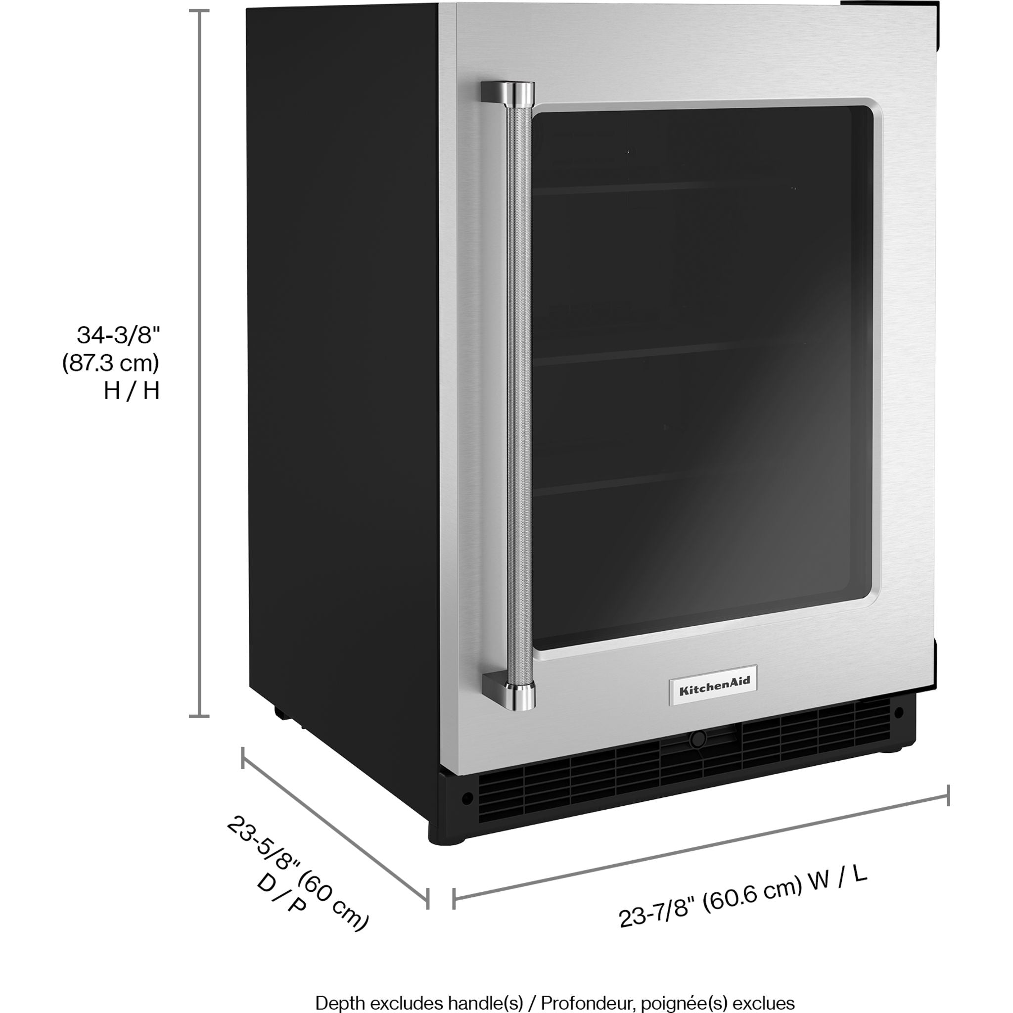 KitchenAid 21.4 Cu. Ft. Undercounter Refrigerator with Stainless Steel Finish - Perfect for Home Bars, Outdoor Kitchens & Small Space Living (Model KURR214KSB)