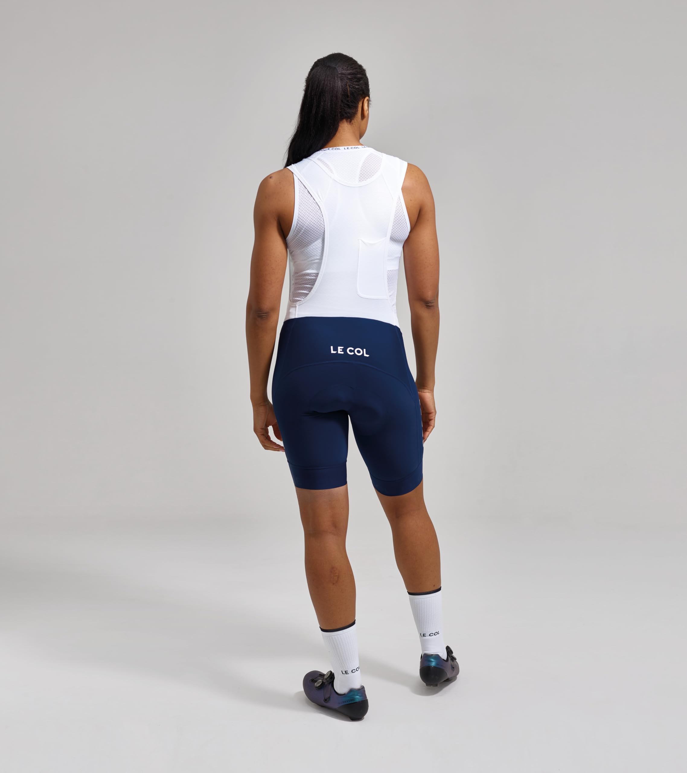 Women's Pro Bib Shorts II - Padded Chamois Cycling Shorts with Lightweight Breathable Fabric for Road & Mountain Biking | US Size Medium (Alpha, Regular Fit) in Navy/White | Perfect for Long Distance Rides & Training Sessions