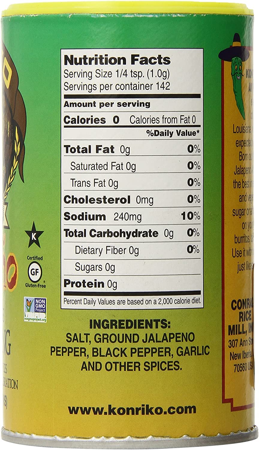 Konriko Jalapeno All Purpose Seasoning 5 oz - Wheat Free, Gluten Free, No MSG - Perfect for Tacos, Grilled Meats & Snacks