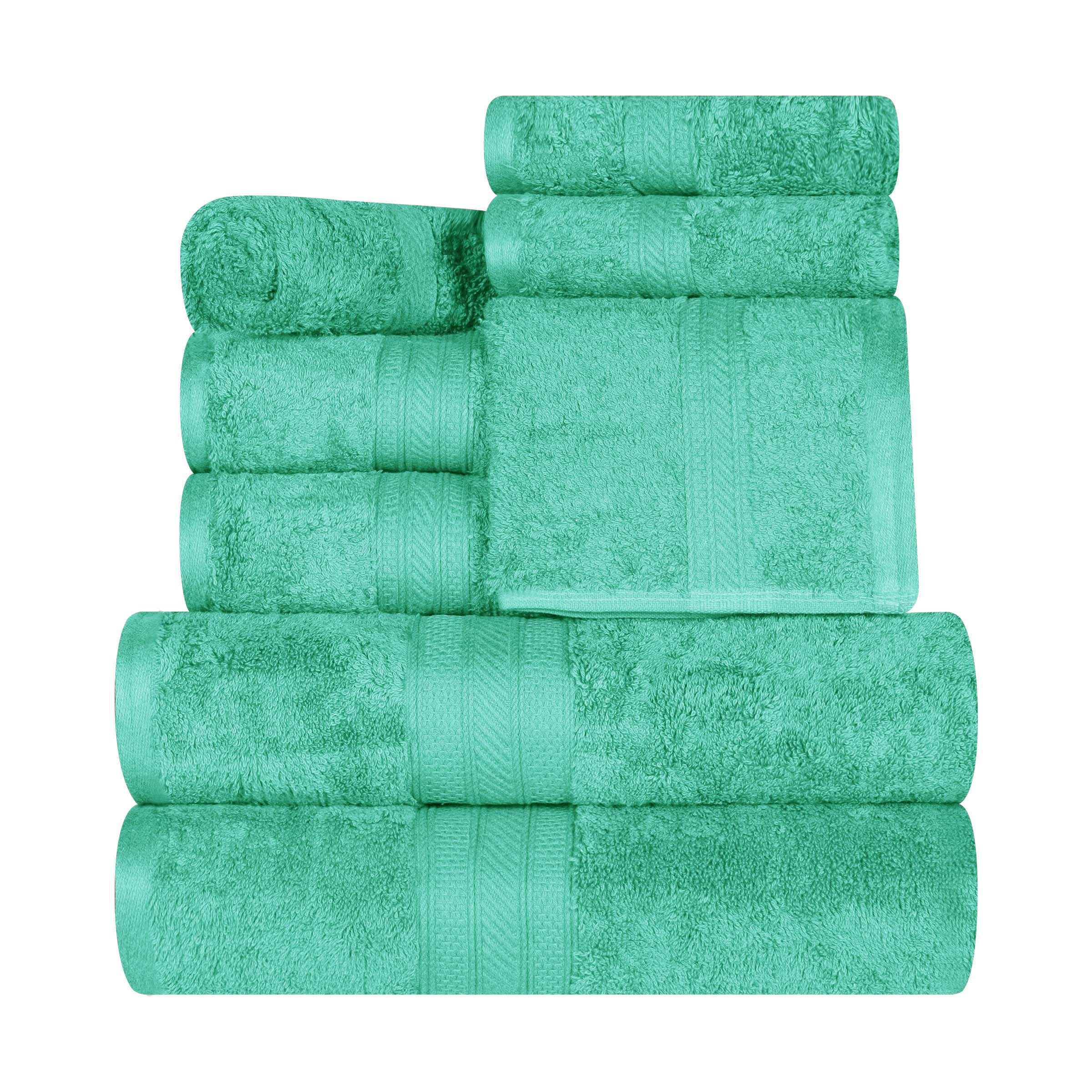 Atlas Cotton Plush Absorbent Heavyweight 8-Piece Bath Towel Set - Ultra Soft & Quick Dry for Spa, Gym, and Luxury Home Use