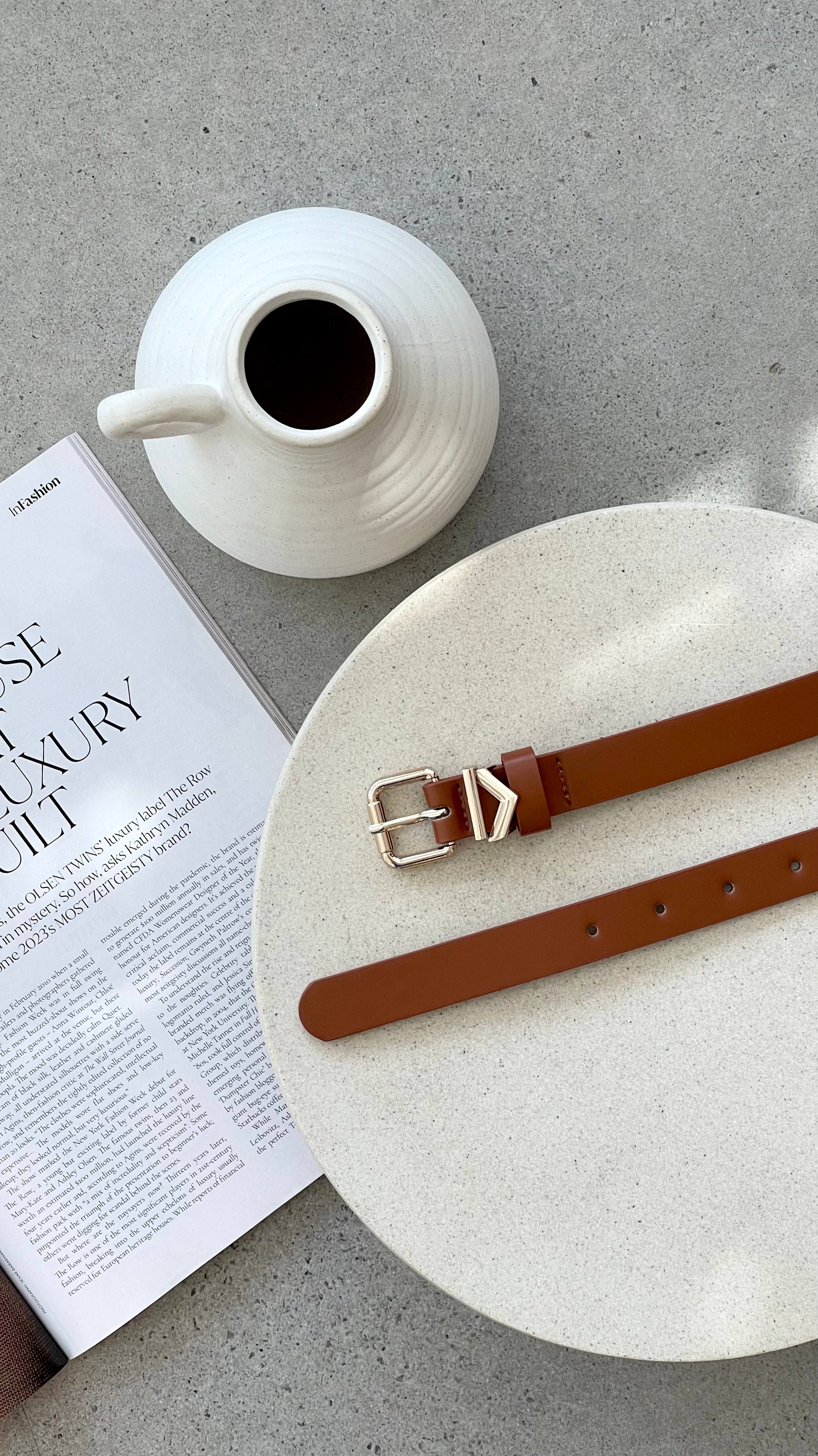 Fleur Leather Belt for Women - Genuine Brown Belt with Adjustable Buckle - Perfect for Casual, Office, and Everyday Wear
