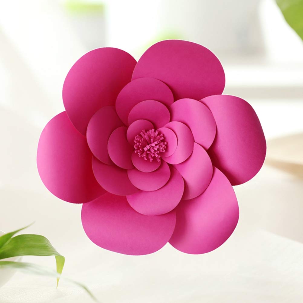 Amosfun 3D Artificial Red Rose Paper Flower Wall Decor - 20cm Realistic Floral Arrangement for Wedding, Party, Home & Event Decoration