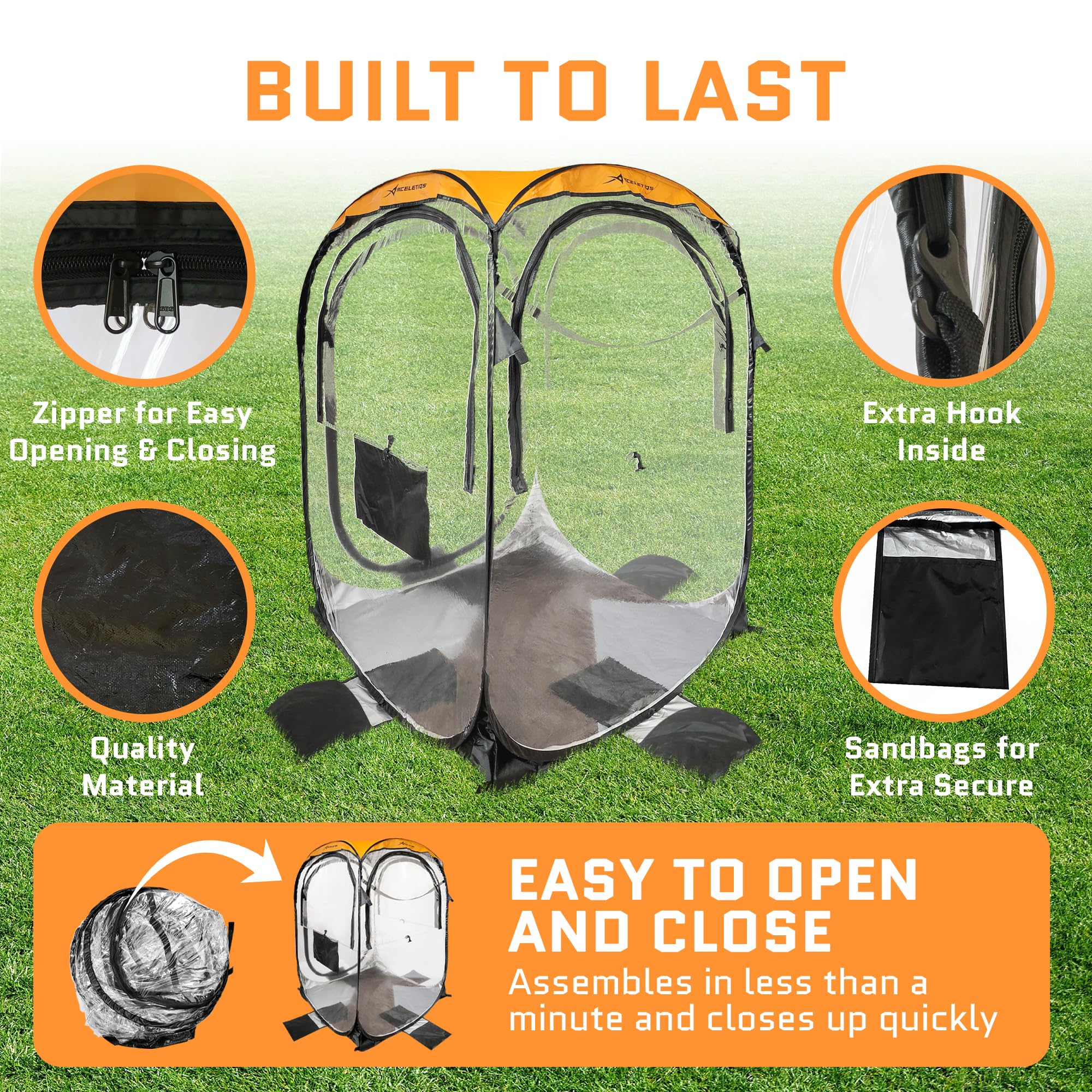 Instant Pop Up Weather Pod Tent - Portable & Foldable Sports Shelter with Clear View Bubble & Carry Bag - Perfect for Watching Sports Events, Camping, Fishing, Beach Outings and Outdoor Adventures