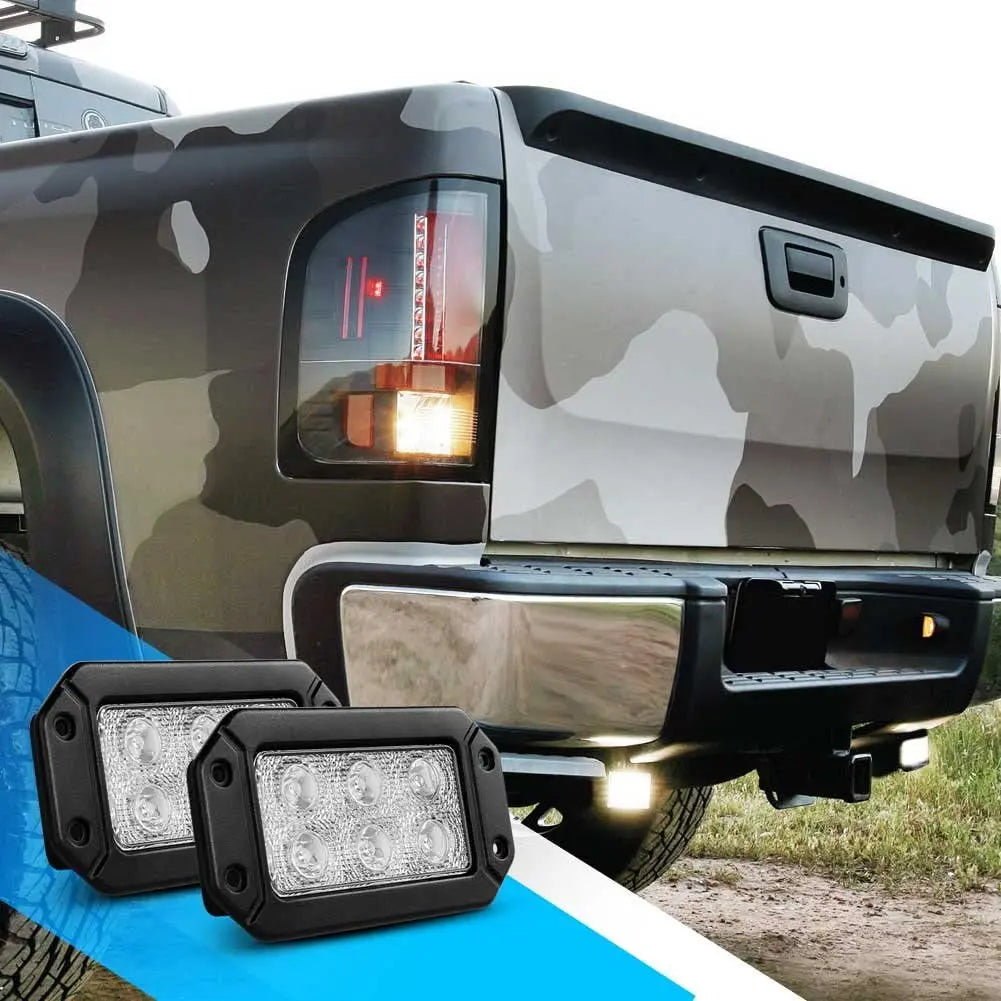 18W LED Light Bar 2-Pack - Offroad Spot Beam Flush Mount Lights for Jeep, UTV, ATV, Truck & Boat - Perfect for Roof, Grille, Bumper & Hood Mounting - Durable Fog & Driving Lights for Night Adventures