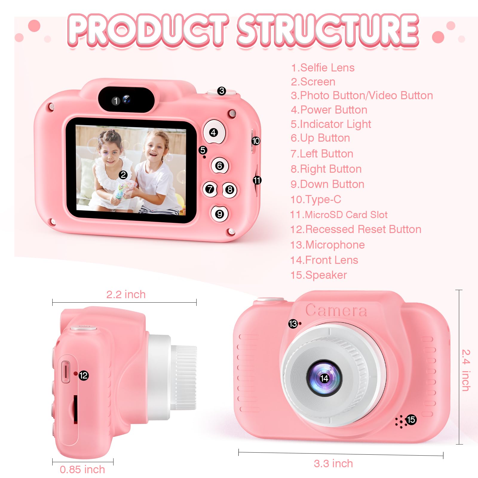 Upgraded Kids Digital Camera - 50MP 1080P HD Selfie Video Camera with 32GB SD Card - Best Birthday Gift for Boys & Girls Ages 3-9 (Pink) - Perfect for Travel, Parties & Outdoor Adventures