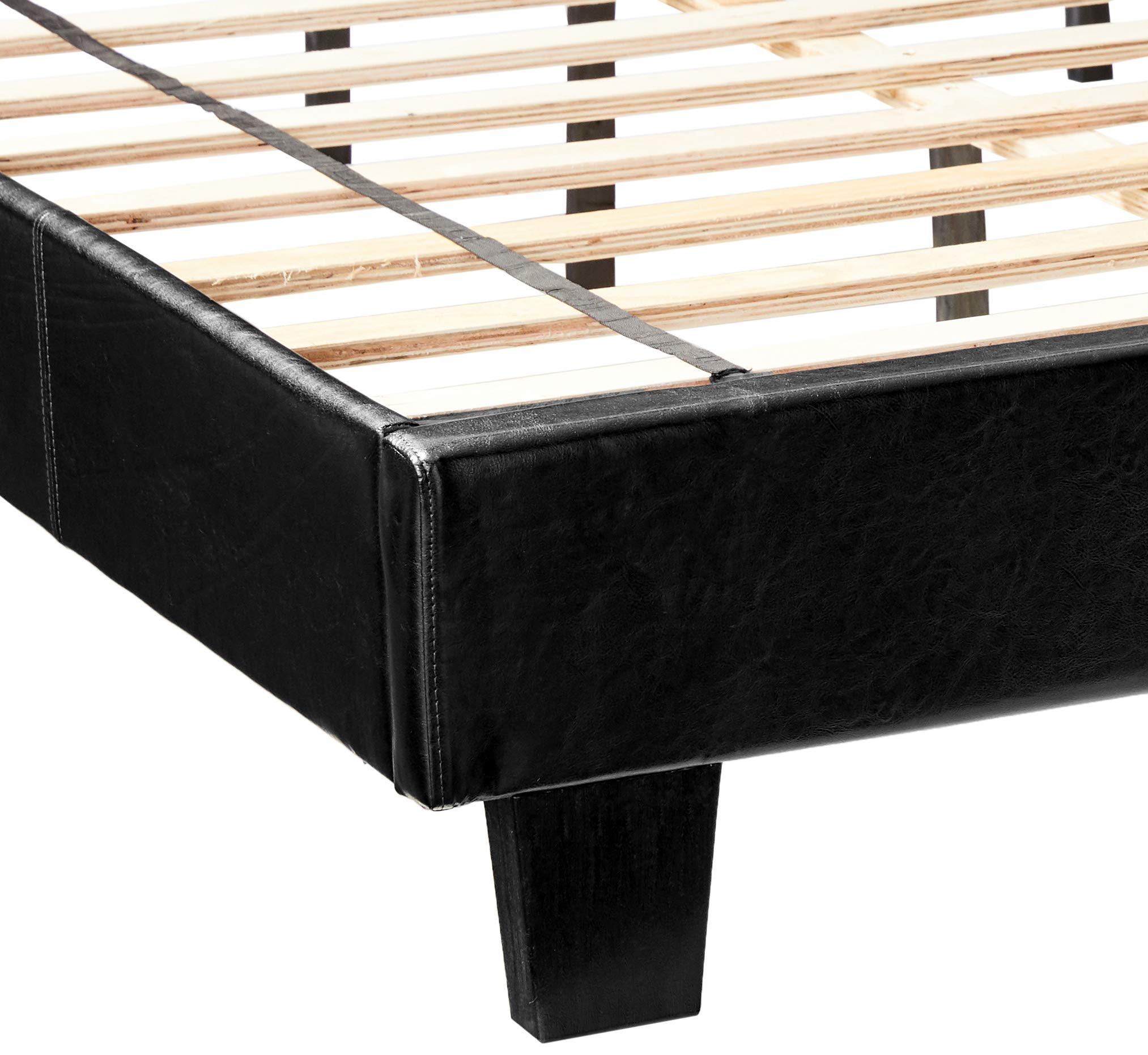 Furniture of America Rhinox Leatherette Platform Bed Frame - Eastern King Size, Espresso Brown Faux Leather - Modern Bedroom Furniture for Master Suite or Guest Room