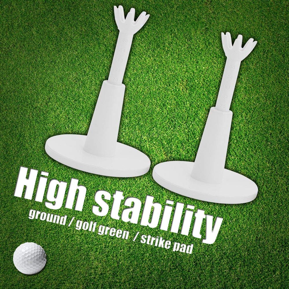 Premium Adjustable Golf Tees - Stable Golf Driving Range Tee Holder with Practice Tees for Training - Perfect for Driving Range & Backyard Practice (White)