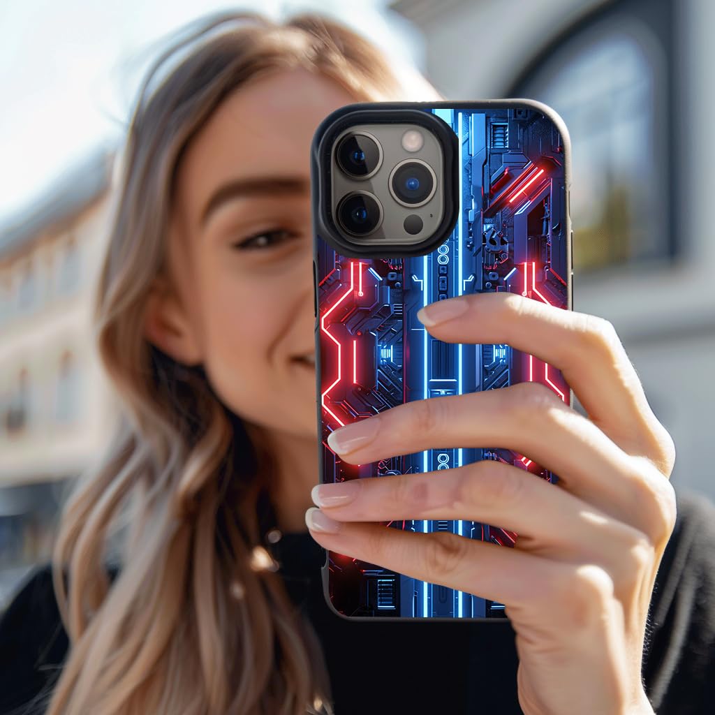 FAYSEN LED Light Up Phone Case for iPhone 15 Pro Max - Glowing Circuit Flowers Design, Luminous Protective Cover with Stardust Theme | Perfect for Night Out, Parties, Concerts & Special Events