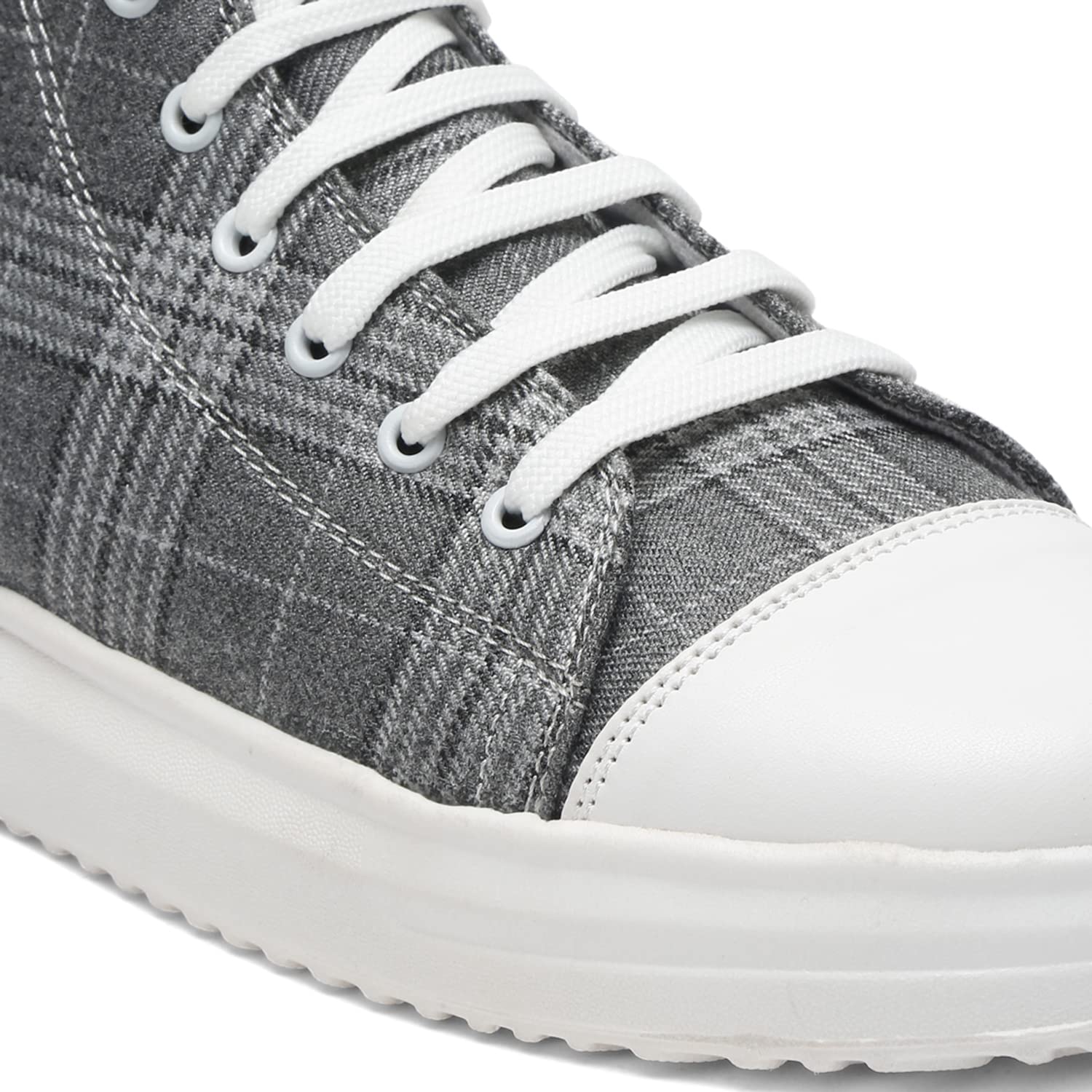 **MUTAQINOTI Men's Lightweight Canvas Sneakers - Lava Grey Checkered Casual Shoes for Running, Walking, Office & Dancing | Breathable & Comfortable for Daily Wear**
