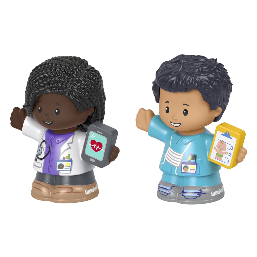 F-Price Doctor and Nurse Toy Figure Pack - Story Starter Figure Set (HBW65) - Purple, White, Blue, Gray - Perfect for Role Play, Storytelling & Educational Activities