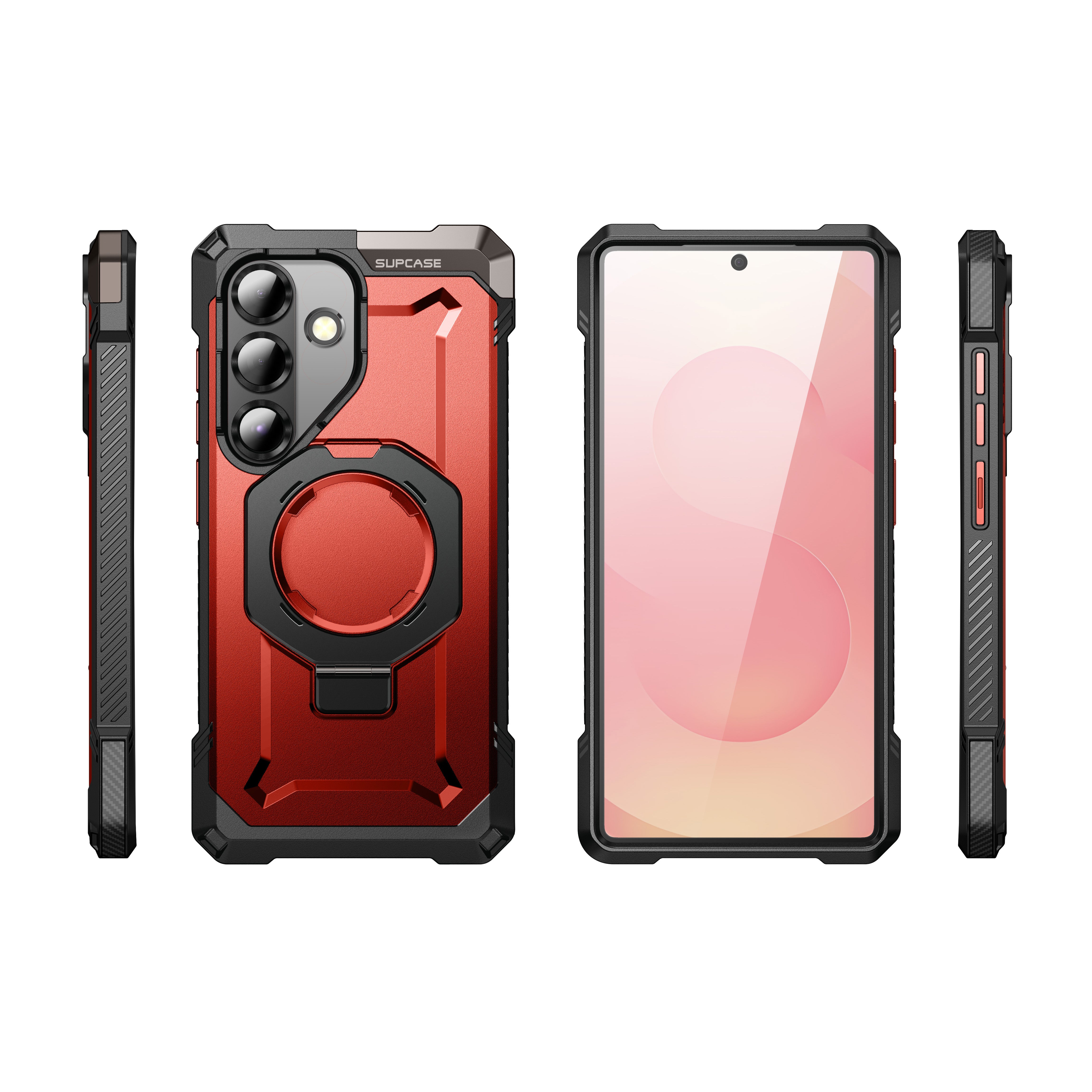Samsung Galaxy S25 Ultra Grip Magnetic Case with Magsafe - Metallic Red | Compatible with Wireless Charging, Perfect for Everyday Use & Outdoor Activities