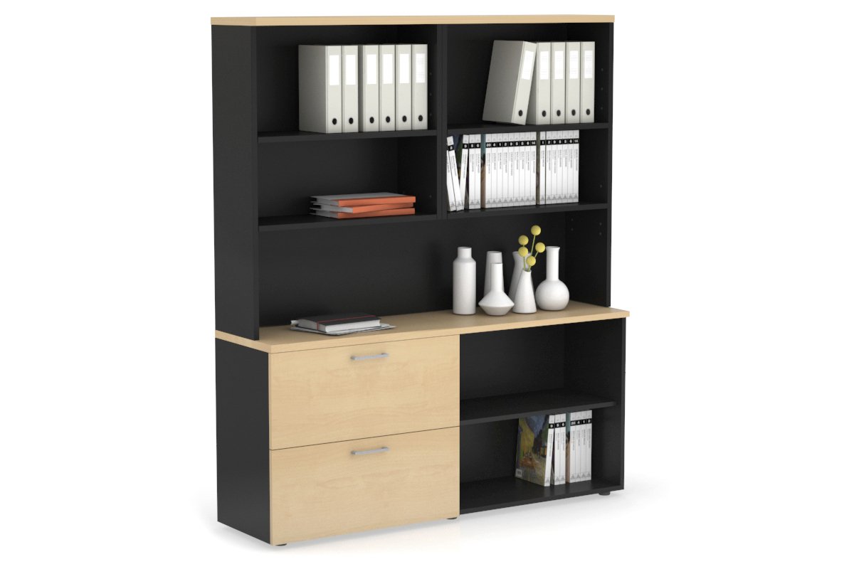 2-Drawer Small Filing Cabinet with Open Storage Hutch - Perfect for Office, Home, or Classroom Organization