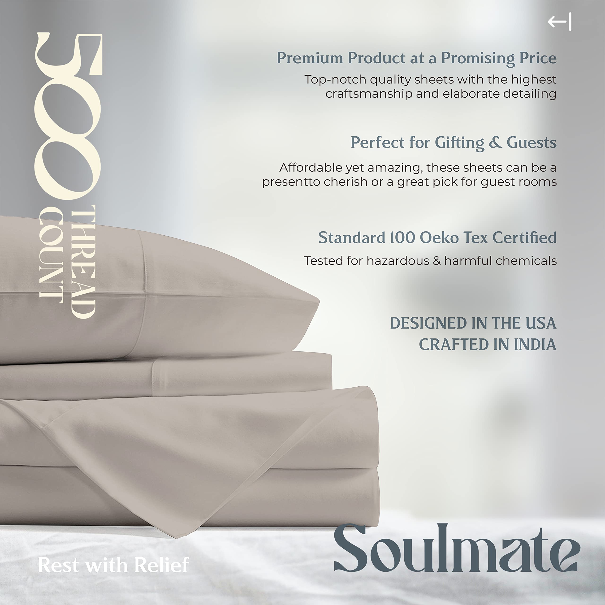Mayfair Linen 500 Thread Count Twin XL Cotton Sheets - 3 Piece Soft & Cooling Sateen Bed Sheet Set, Hotel-Quality 16