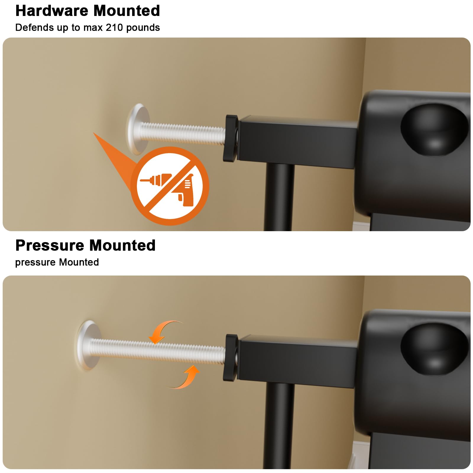 **Extra Wide & Tall Baby & Dog Gate - 43.5-48 Inch Adjustable Black Metal Safety Gate for Stairs, Doorways - Pressure Mount Indoor Use - Perfect for Homes with Pets & Toddlers**