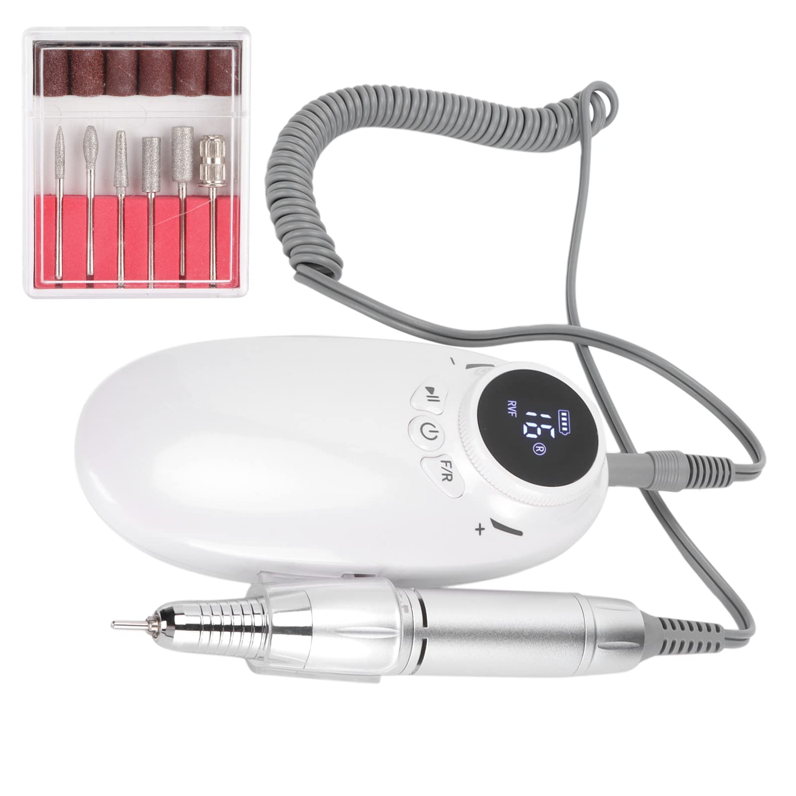 Professional Nail Drill Pen with Adjustable Speed & 6 Polishing Heads - Safe Electric Nail File for Manicure, Pedicure, Acrylic & Gel Nails - Perfect for Home & Salon Nail Care