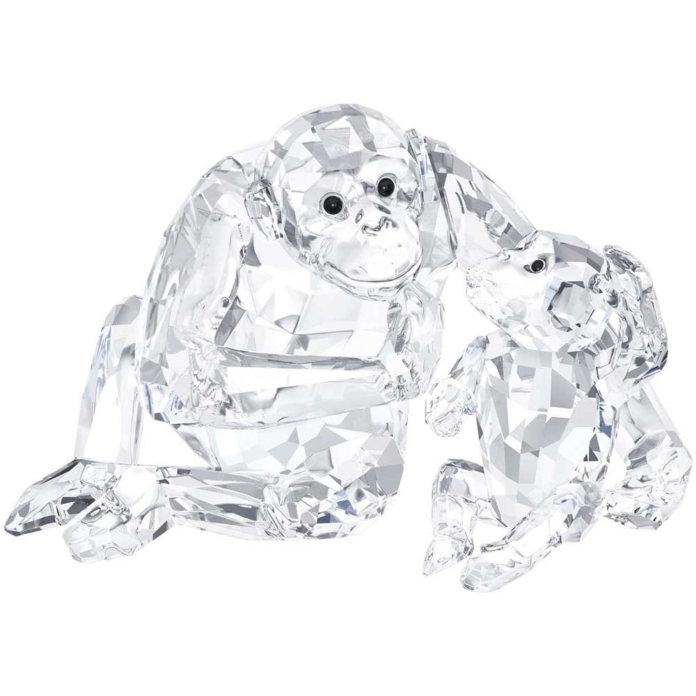 Swarovski Crystal Chimpanzee Mother with Baby Figurine - Elegant Collectible Gift for Animal Lovers, Home Decor & Display