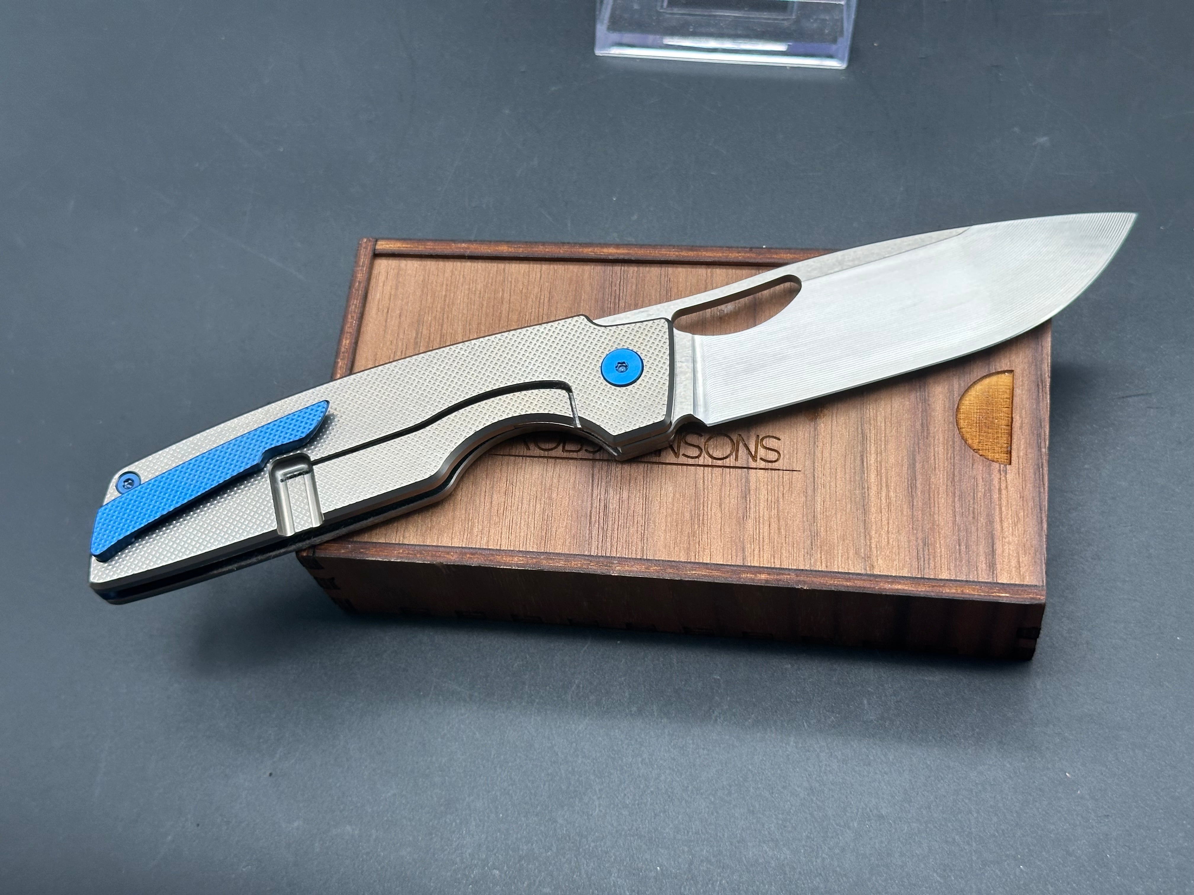 Premium Rob Johnson Cedar Titanium Handle Knife with RWL34 Blade – Perfect for Outdoor Camping, Hunting, and Survival Adventures