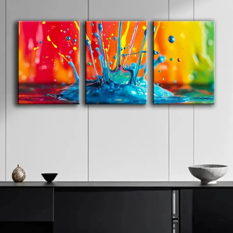 3-Piece Vibrant Color Explosion Wall Art Set - Framed Canvas 40x60cm (16x24in) - High Quality Print - 100% Australian Made - Ready to Hang - Perfect for Living Room, Bedroom & Office Decor