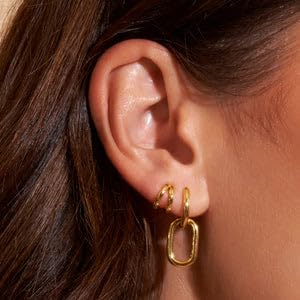 14K Gold Plated Huggie Hoop Earrings for Women - Trendy Stackable Hypoallergenic Cartilage Earrings with CZ Stones | Perfect for Multiple Piercings, Daily Wear & Gift Giving