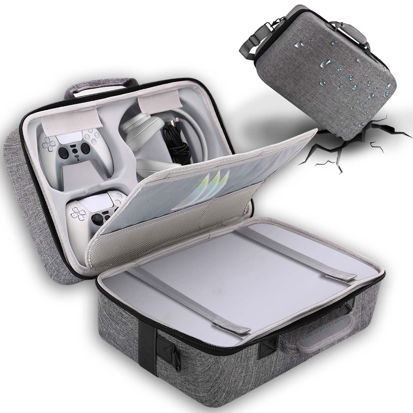 Hard Shell Travel Case for PS5 & PS5 Pro - Protective Carrying Case with Large Storage for PlayStation 5 Console, Controller & Headset (Compatible with Disc/Digital Edition) - Perfect for Gaming Travel & Storage Protection