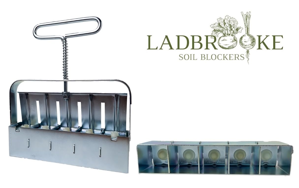 Ladbrooke Genuine Soil Block Maker - Mini 5 Handheld Soil Blocker for Seed Starting, Gardening Tools, Made in England | Perfect for Home Gardeners, Greenhouses & Organic Farming