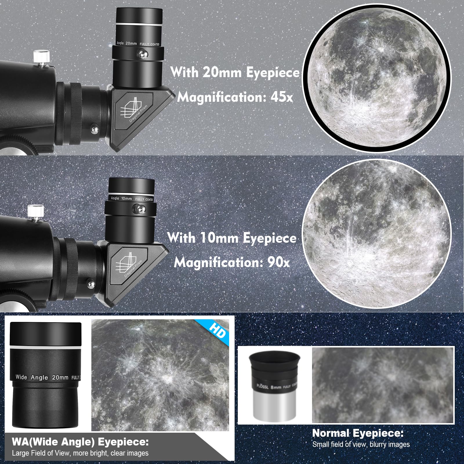 High Power 80mm Aperture 900mm Refractor Telescope for Adults & Astronomy Beginners - Portable Travel Telescope with AZ Mount, Carry Bag & Phone Adapter - Perfect for Stargazing, Bird Watching & Outdoor Adventures