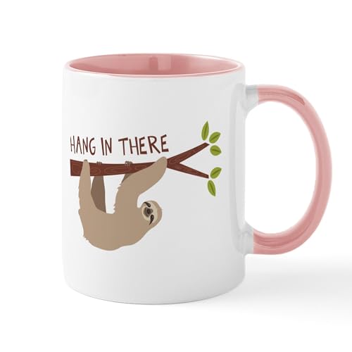 White/Pink Inside - Hang In There Mugs