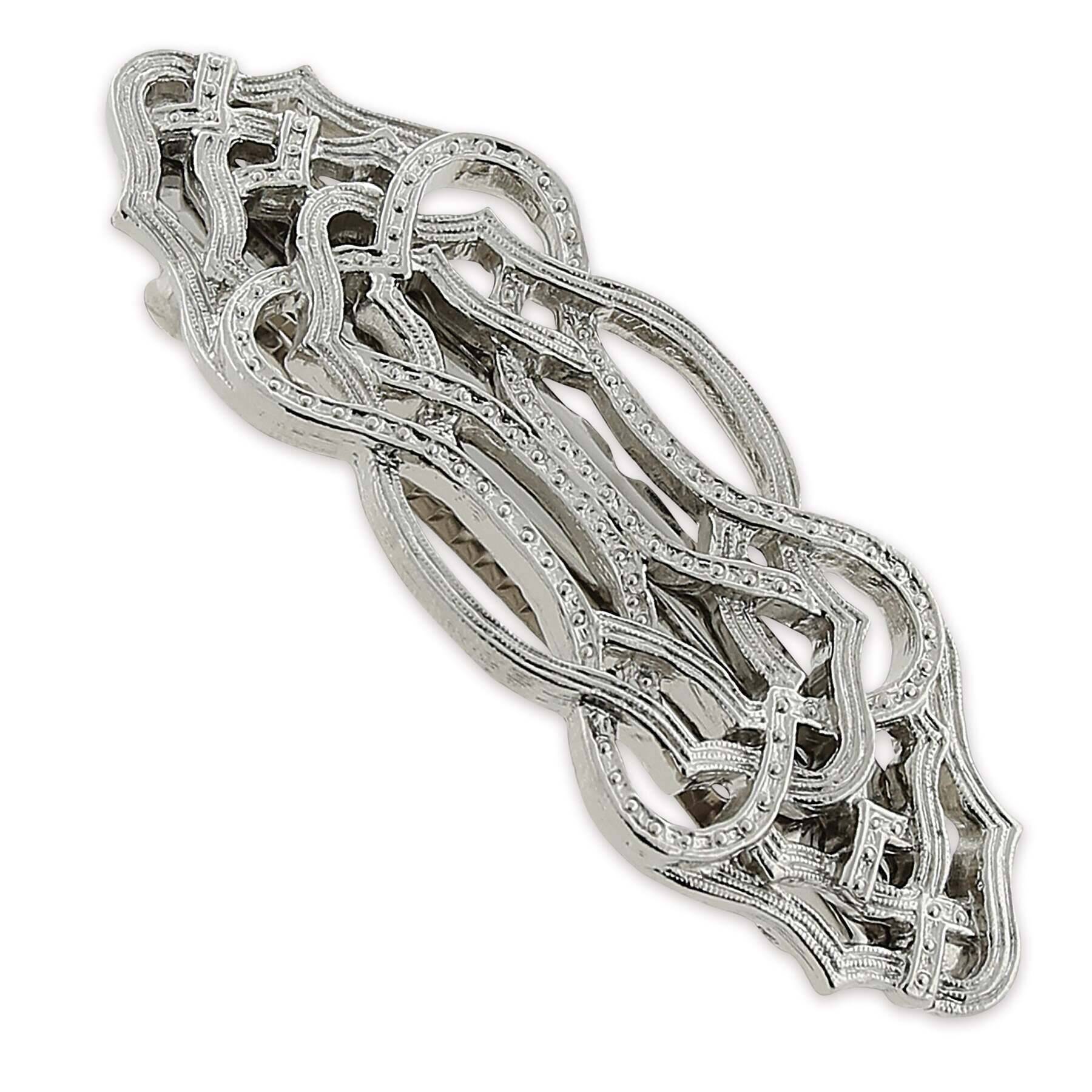Vintage 1928 Jewelry Filigree Hair Barrette - Art Deco Inspired Hair Clip for Women, Perfect for Weddings, Parties & Special Occasions