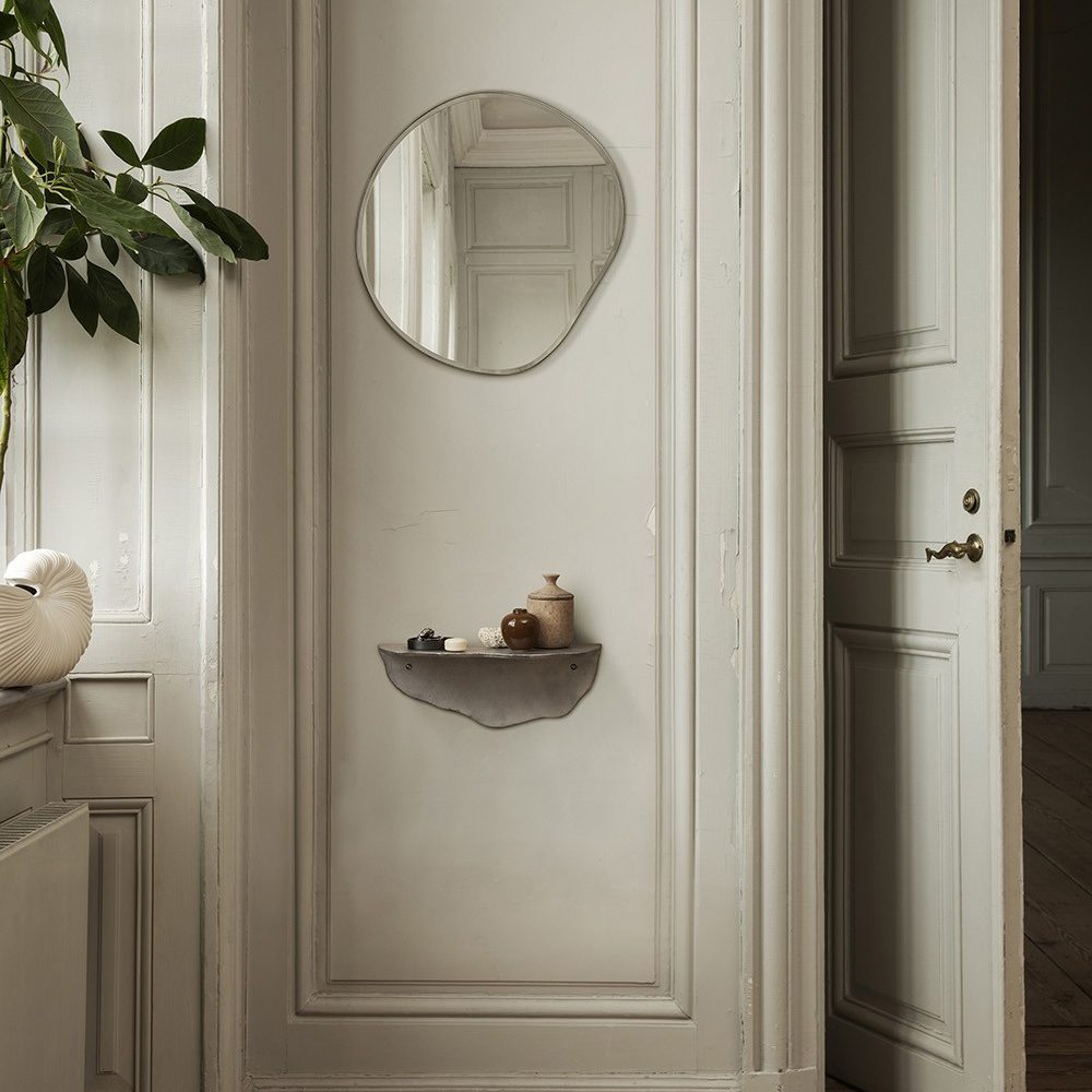 FERM LIVING Small Pond Mirror in Dark Chrome - Elegant Bathroom & Living Room Decor for Modern Homes