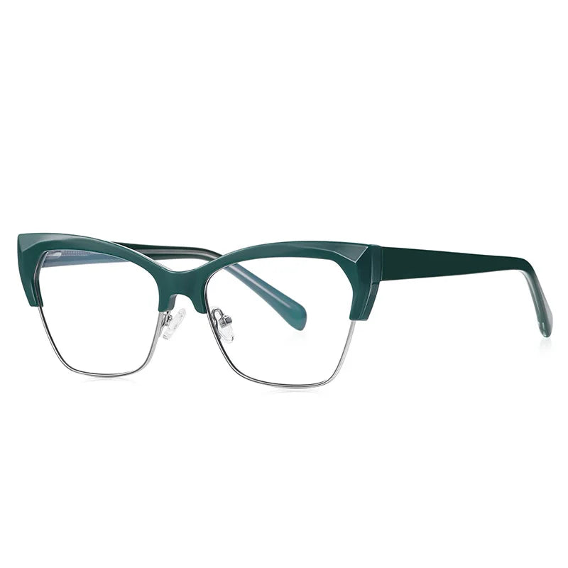 CCspace Unisex Full Rim Square Cat Eye Titanium Eyeglasses Frame - Lightweight & Durable TR90 Material - Perfect for Work, Reading & Fashion (Model 57454)