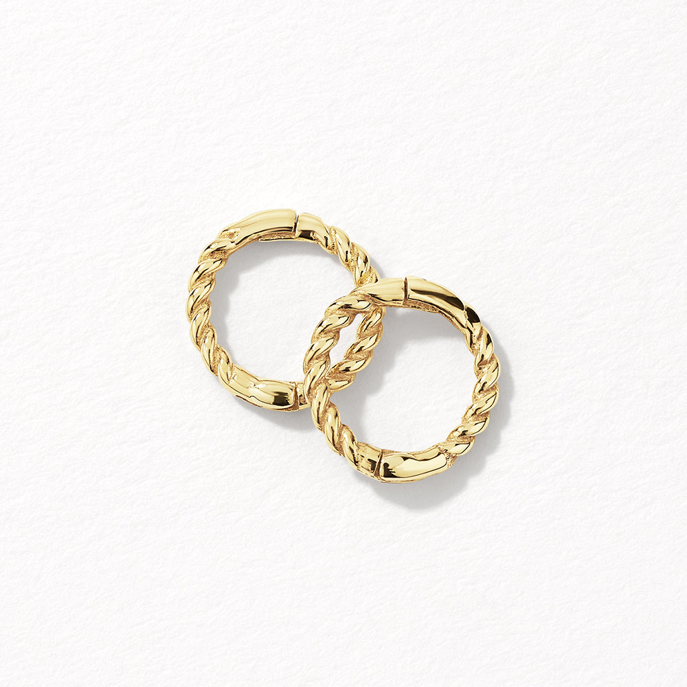 10k Gold Mini Rope Sleeper Earrings - Dainty Hoop Earrings for Everyday Wear, Gift for Her, Perfect for Work & Special Occasions